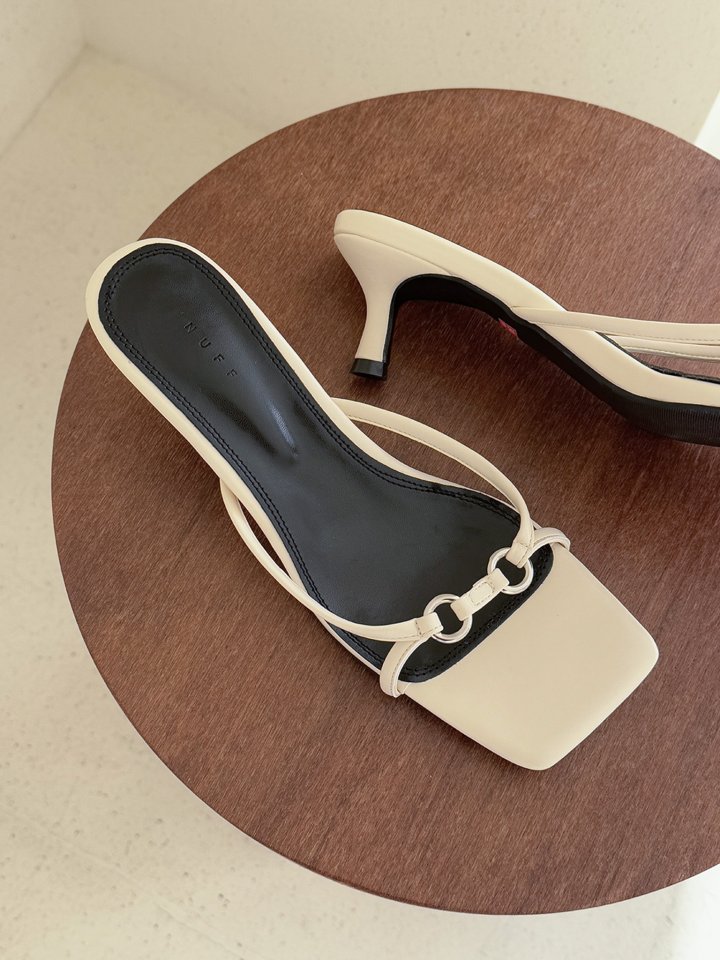 Vade - Korean Women Fashion - #vintageinspired - Square Buckle Sandals Mule Heel - 4
