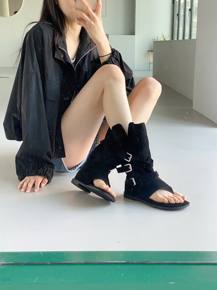 Vade - Korean Women Fashion - #vintagekidsstyle - Unique Fit Ankle Open-toe Boots Slim Line Sandals - 11