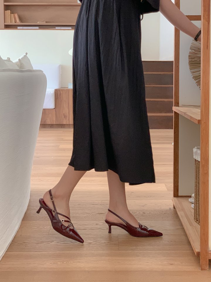 Vade - Korean Women Fashion - #vintagekidsstyle - Slingback Slim Velcro Buckle Stiletto Mule Heels - 12