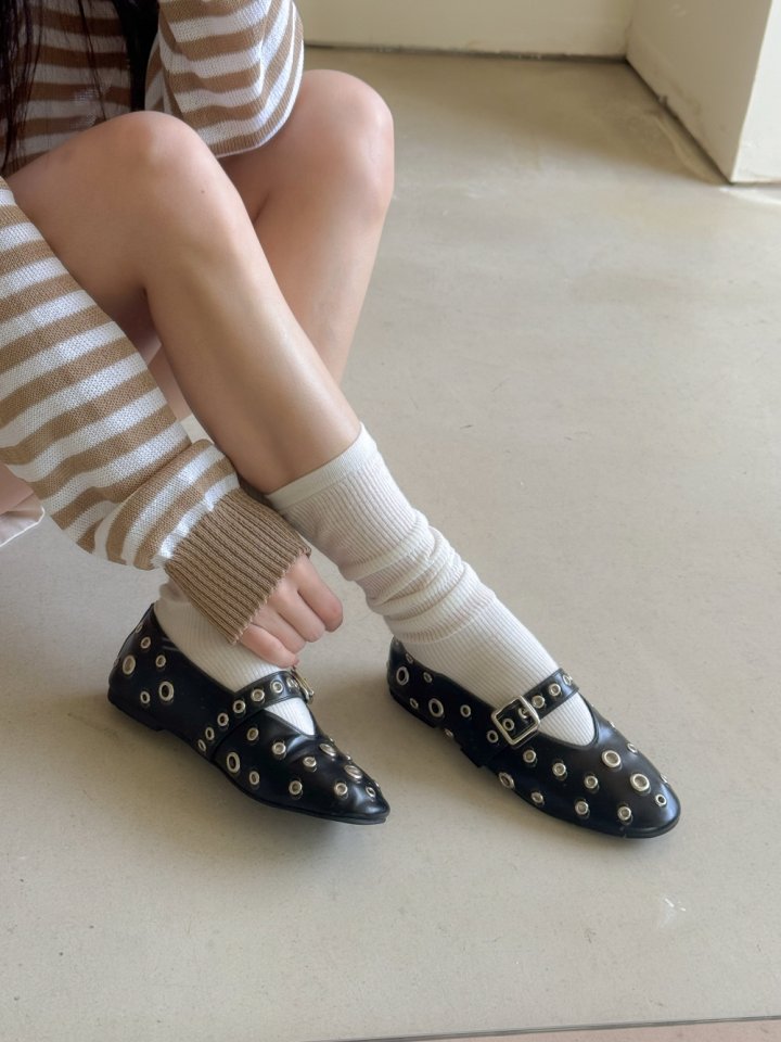 Vade - Korean Women Fashion - #womensfashion - Basic Mary Jane Funky Strap Flat - 10
