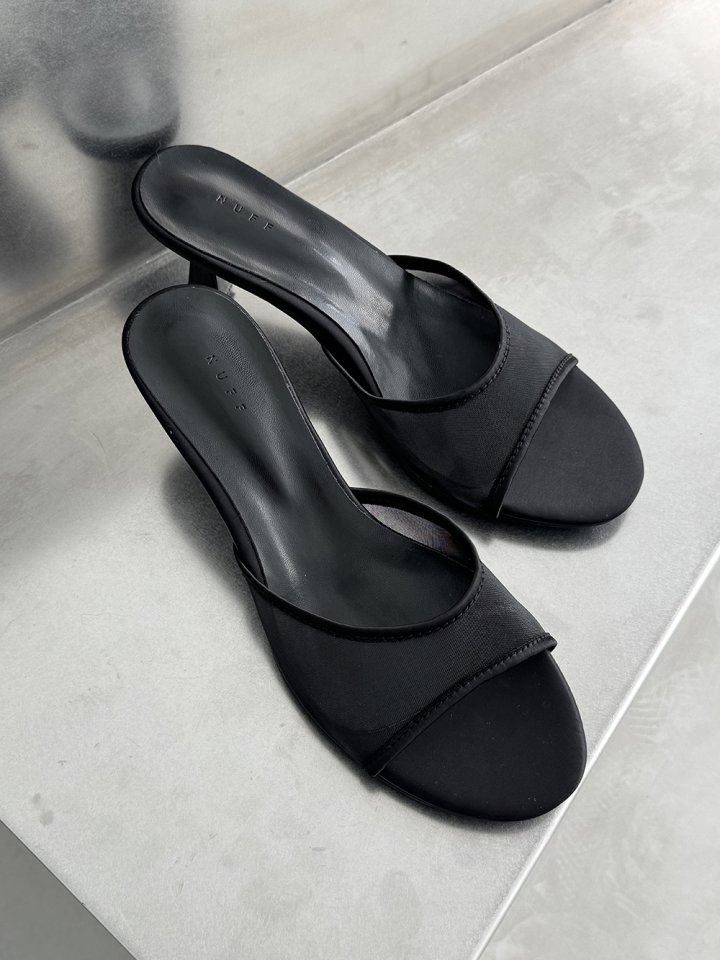 Vade - Korean Women Fashion - #womensfashion - Mesh Mule Sandals Heel - 5