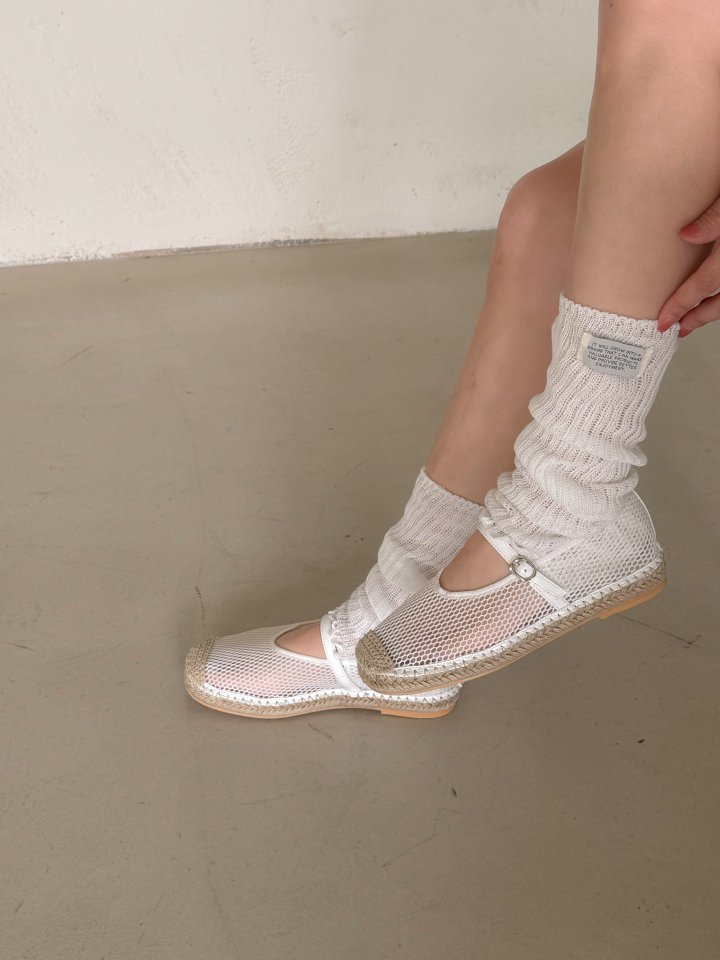 Vade - Korean Women Fashion - #womensfashion - Rattan Flower Mary Jane Mesh Flat - 10