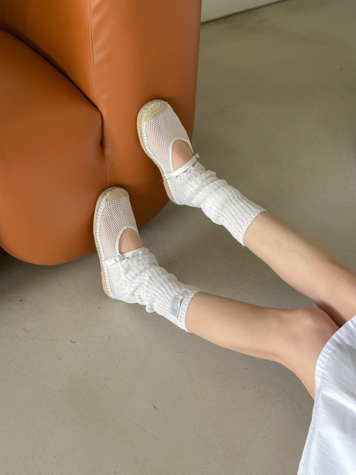 Vade - Korean Women Fashion - #womensfashion - Rattan Flower Mary Jane Mesh Flat - 8