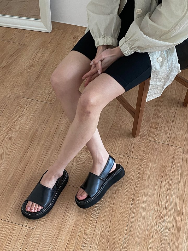 Vade - Korean Women Fashion - #womensfashion - Basic Slingback Velcro Strap Sandals - 10
