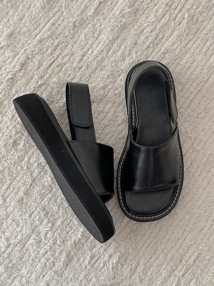 Vade - Korean Women Fashion - #womensfashion - Basic Slingback Velcro Strap Sandals - 6