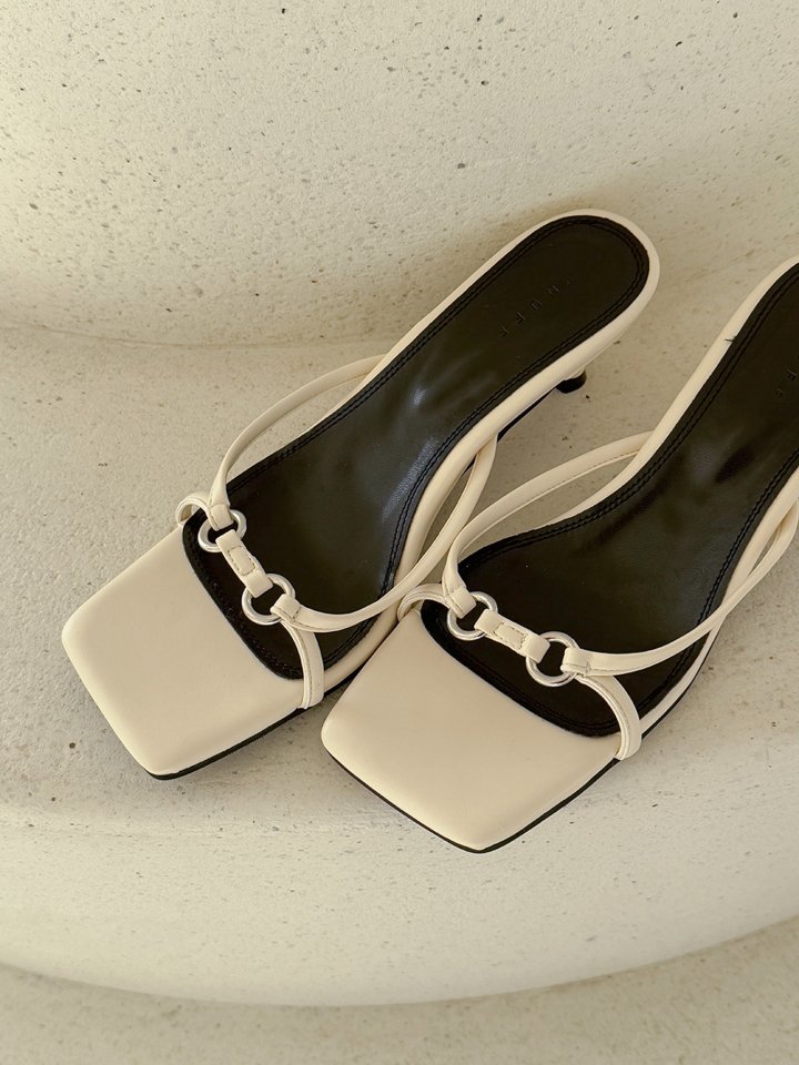Vade - Korean Women Fashion - #womensfashion - Square Buckle Sandals Mule Heel - 2