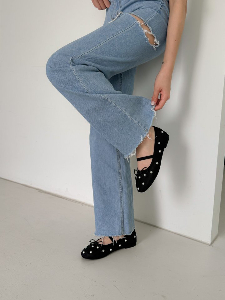 Vade - Korean Women Fashion - #womensfashion - Round Mesh Mary Jane Flat - 9
