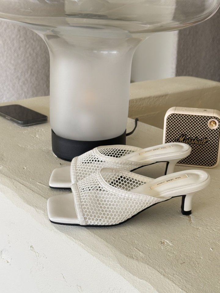 Vade - Korean Women Fashion - #momslook - Mesh Mule Sandals Heel - 4