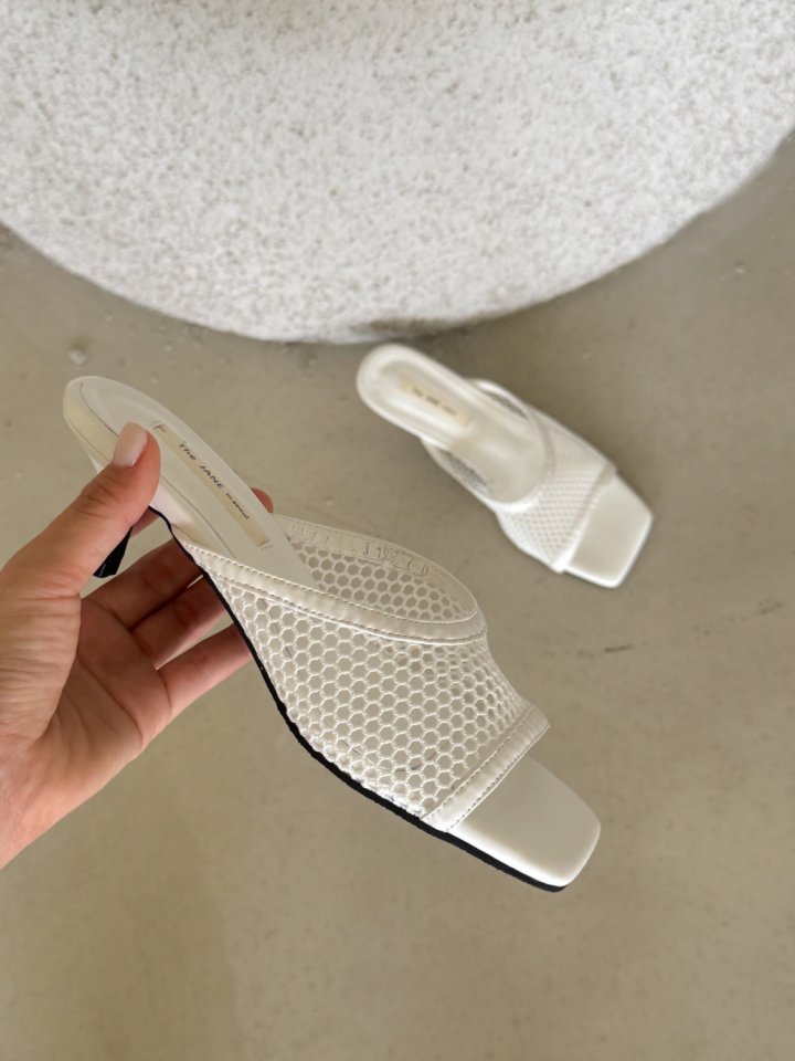 Vade - Korean Women Fashion - #womensfashion - Mesh Mule Sandals Heel - 6