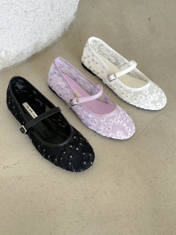 Vade - Korean Women Fashion - #womensfashion - Peace Flower Mesh Pattern Flat - 11