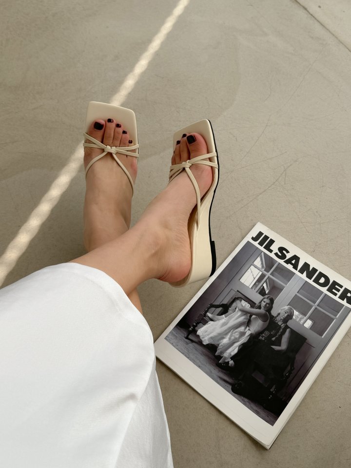 Vade - Korean Women Fashion - #womensfashion - Wedge String Point Sandals Heel - 8