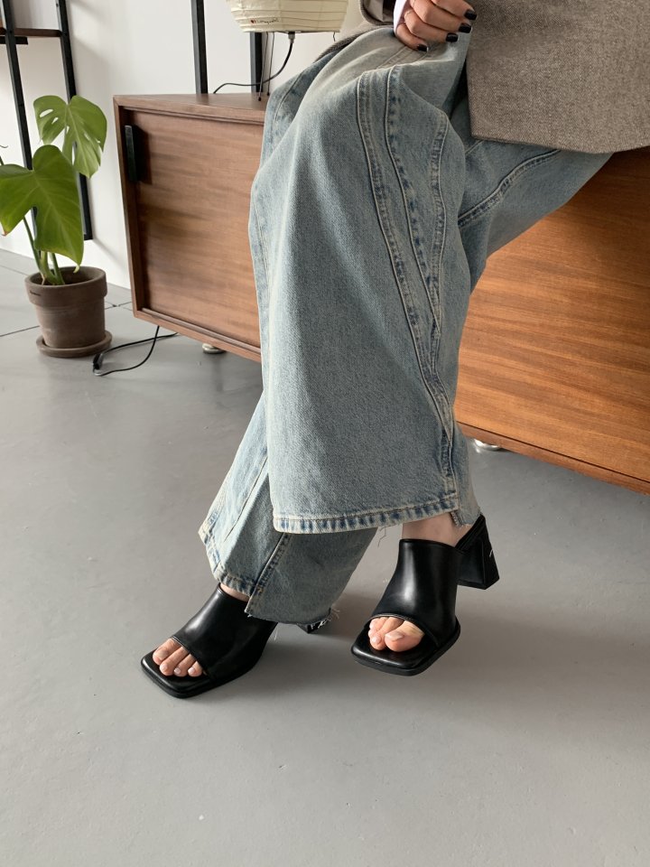 Vade - Korean Women Fashion - #womensfashion - Square Open-Toe Sandals Heel - 3
