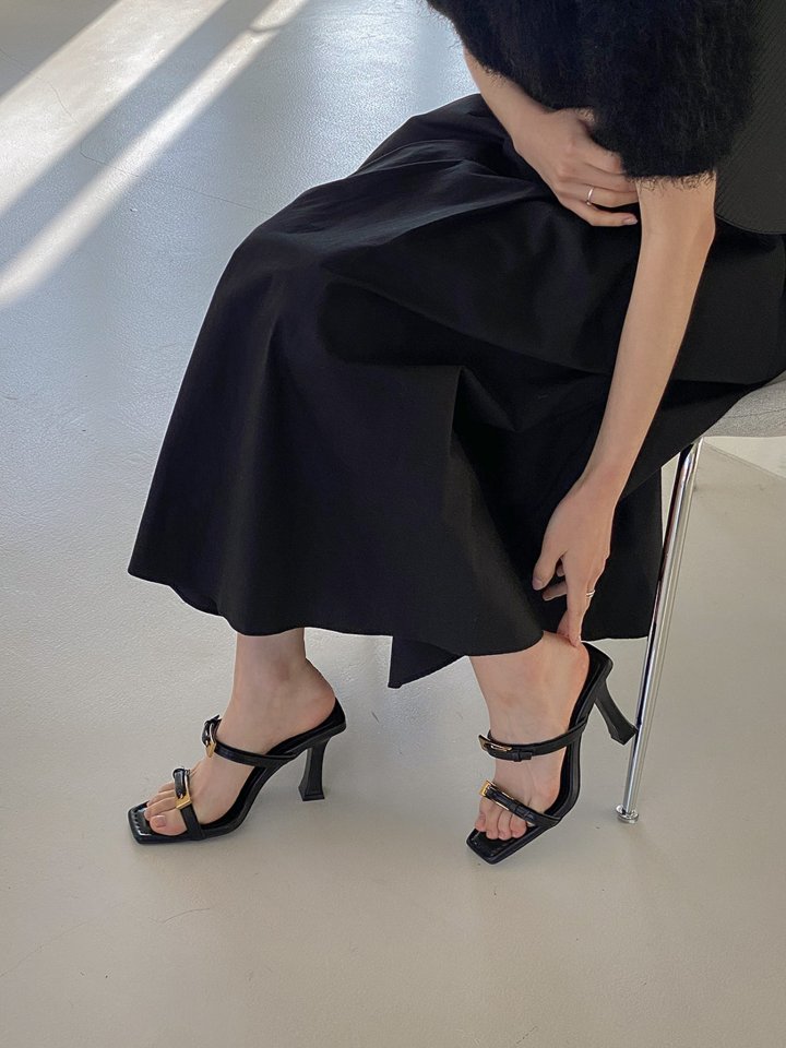 Vade - Korean Women Fashion - #womensfashion - Gold Strap Double Buckle Mules - 11