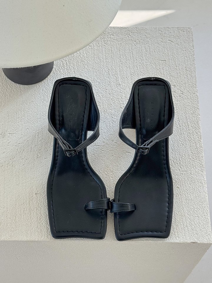 Vade - Korean Women Fashion - #womensfashion - Basic Half Square Toe Point Sandals - 5