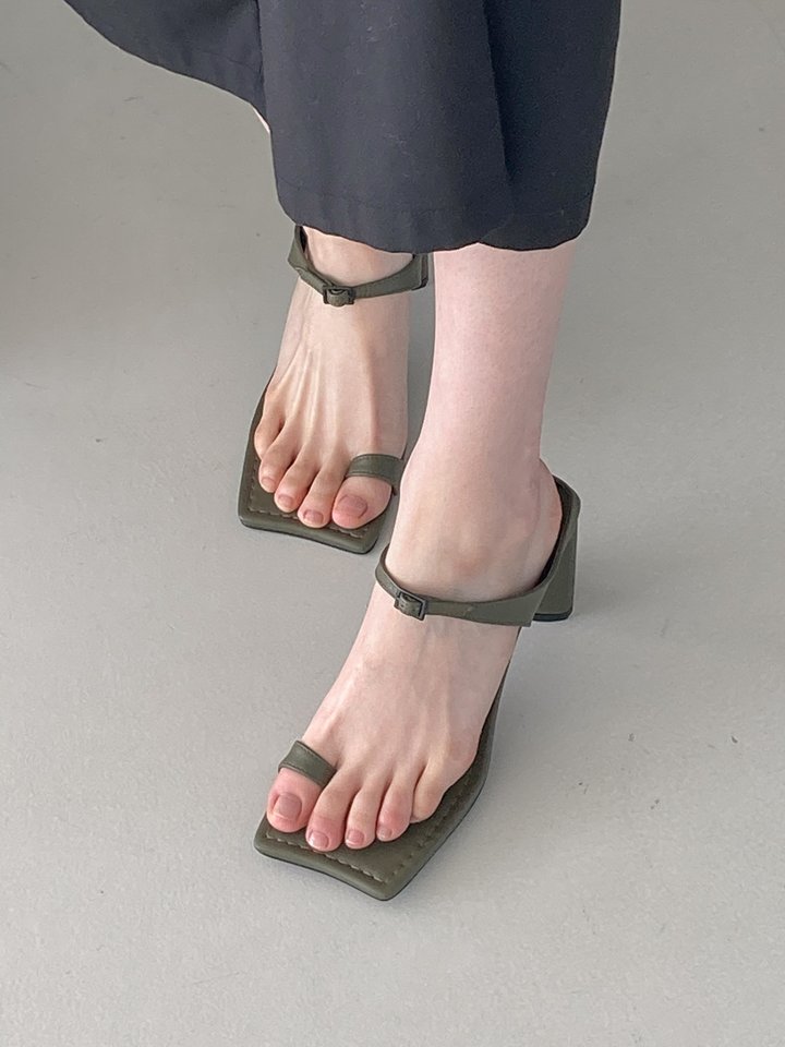 Vade - Korean Women Fashion - #womensfashion - Basic Half Square Toe Point Sandals - 7