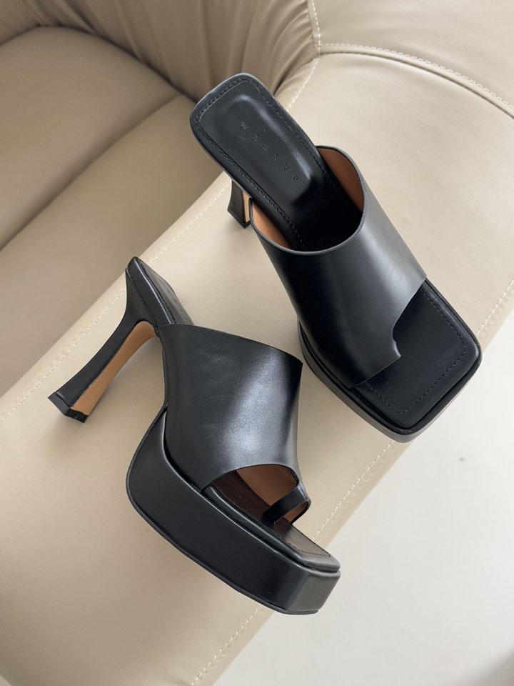 Vade - Korean Women Fashion - #womensfashion - Basic Half Square Toe Point Sandals - 2