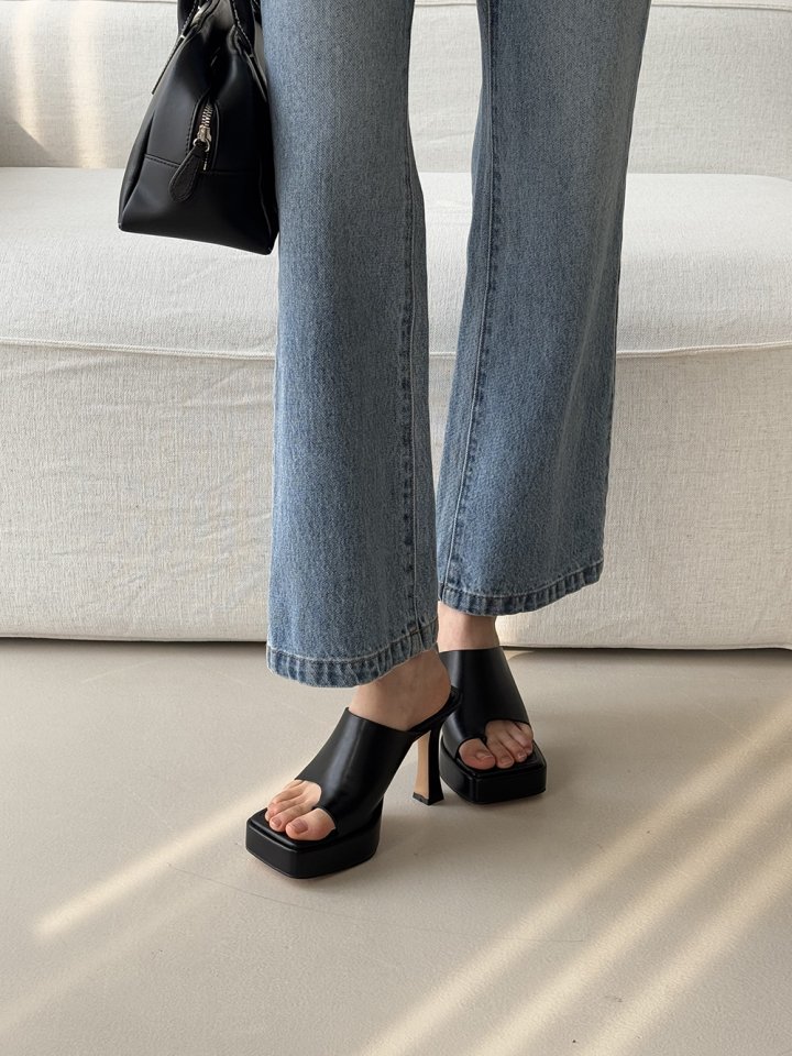 Vade - Korean Women Fashion - #womensfashion - Basic Half Square Toe Point Sandals - 8
