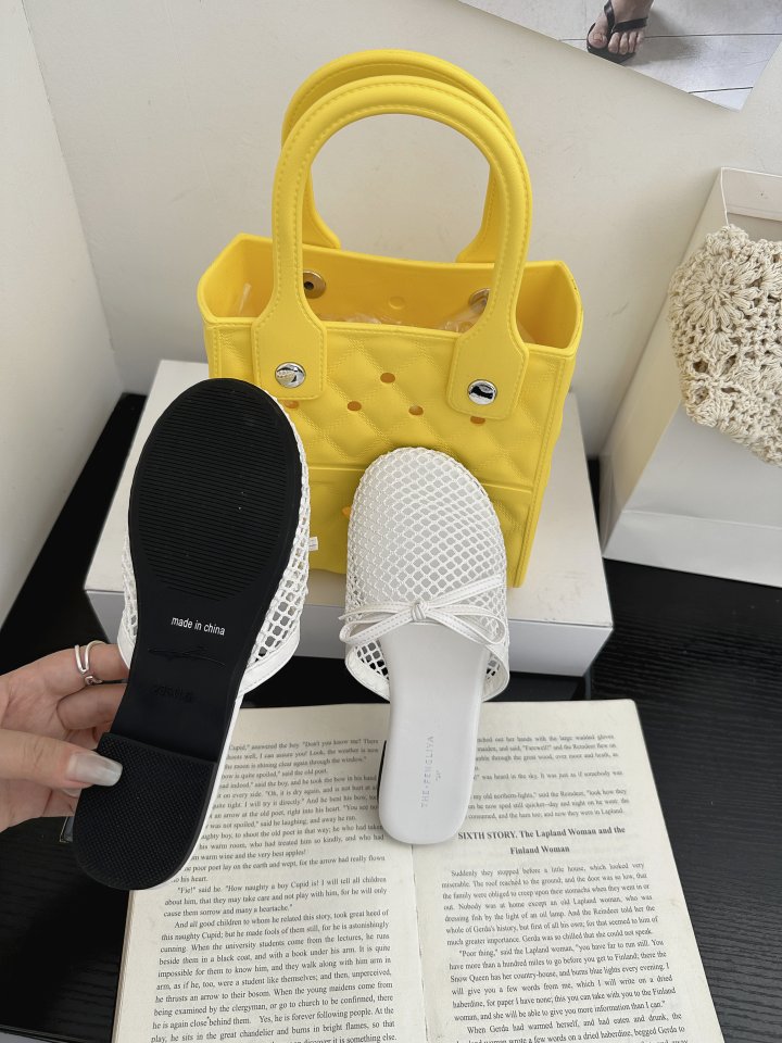 Vade - Korean Women Fashion - #womensfashion - Mesh Ribbon Slipper Sandals - 11
