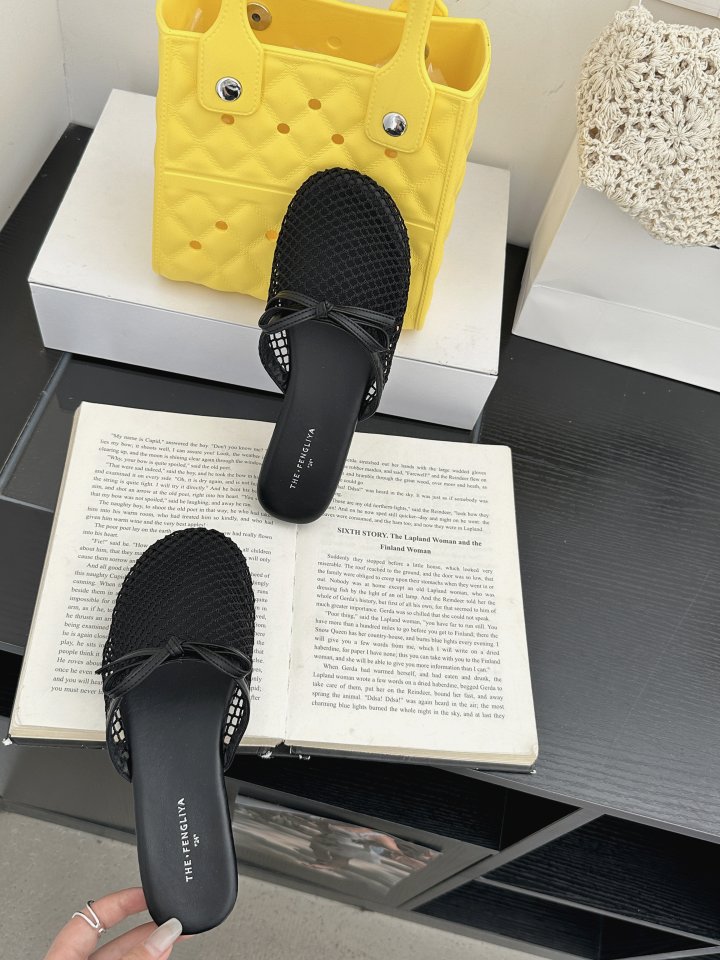Vade - Korean Women Fashion - #womensfashion - Mesh Ribbon Slipper Sandals - 5
