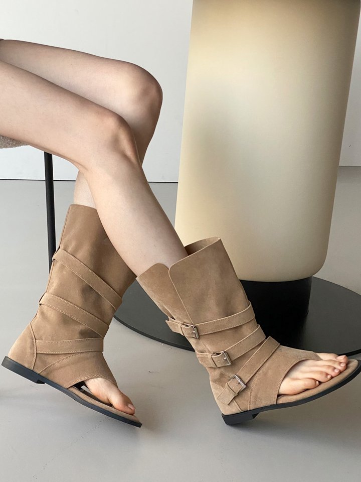 Vade - Korean Women Fashion - #womensfashion - Unique Fit Ankle Open-toe Boots Slim Line Sandals - 3