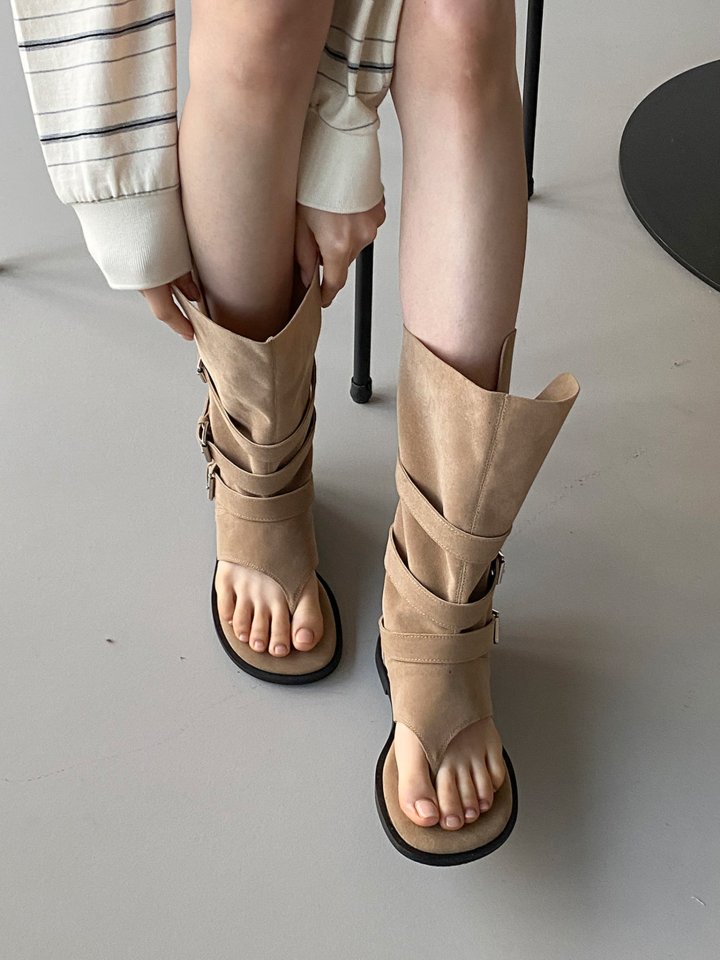 Vade - Korean Women Fashion - #womensfashion - Unique Fit Ankle Open-toe Boots Slim Line Sandals - 5