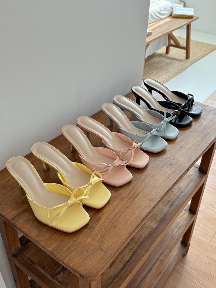 Vade - Korean Women Fashion - #womensfashion - Pastel Ribbon Mule Sandals