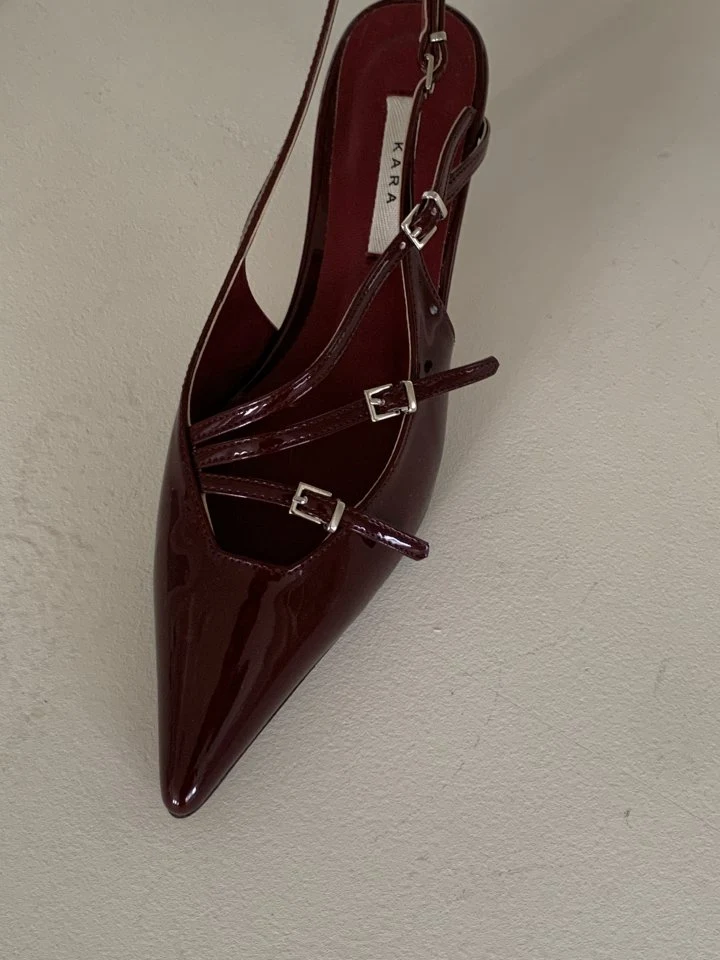 Vade - Korean Women Fashion - #womensfashion - Slingback Slim Velcro Buckle Stiletto Mule Heels - 2