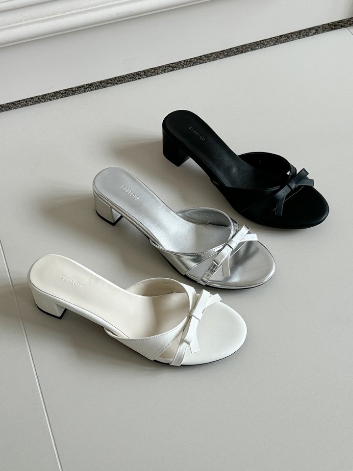 Vade - Korean Women Fashion - #womensfashion - Round Ribbon Comfortable Mule Sandals - 3