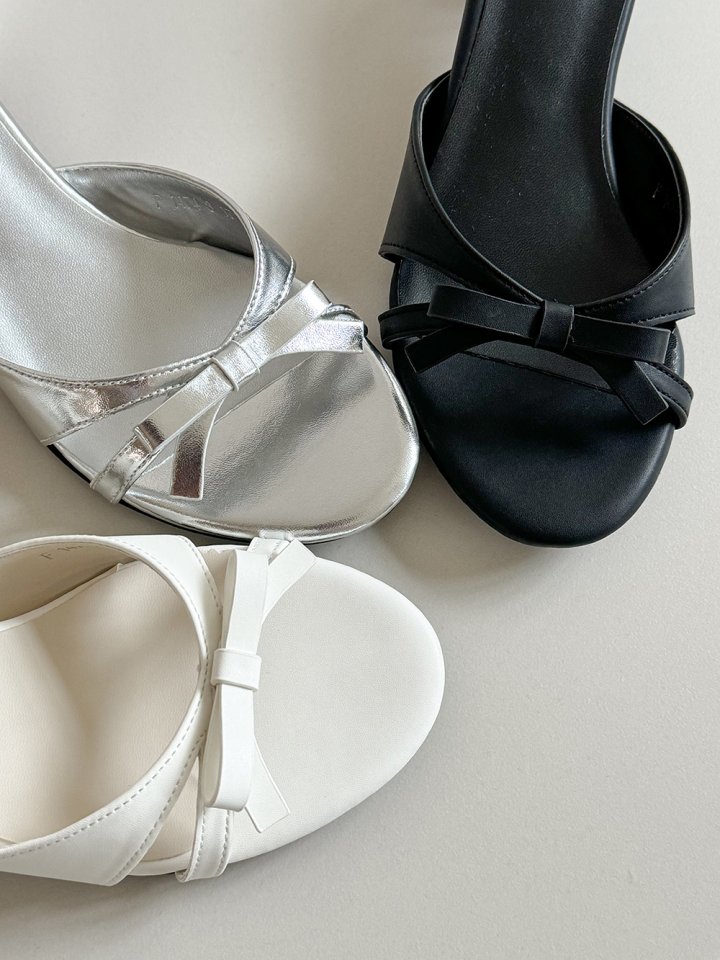 Vade - Korean Women Fashion - #womensfashion - Round Ribbon Comfortable Mule Sandals - 5