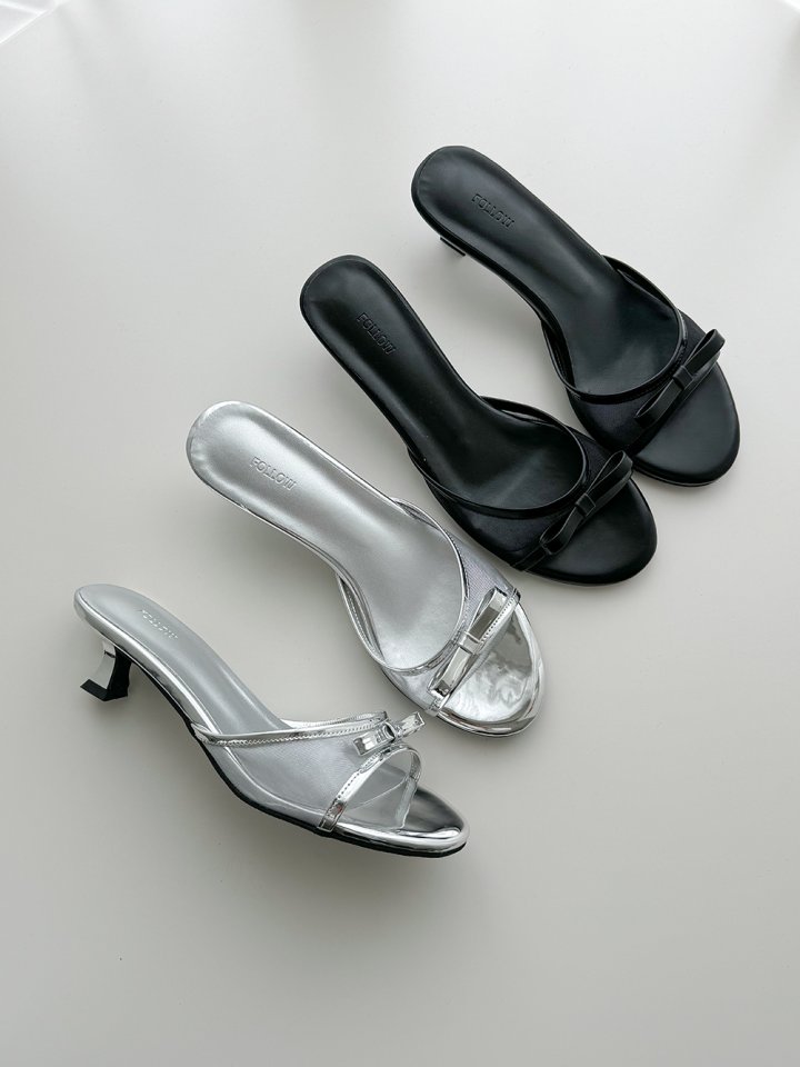 Vade - Korean Women Fashion - #womensfashion - Slim Mule Ribbon Stiletto Sandals