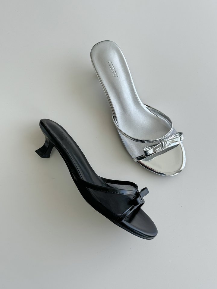 Vade - Korean Women Fashion - #womensfashion - Slim Mule Ribbon Stiletto Sandals - 9