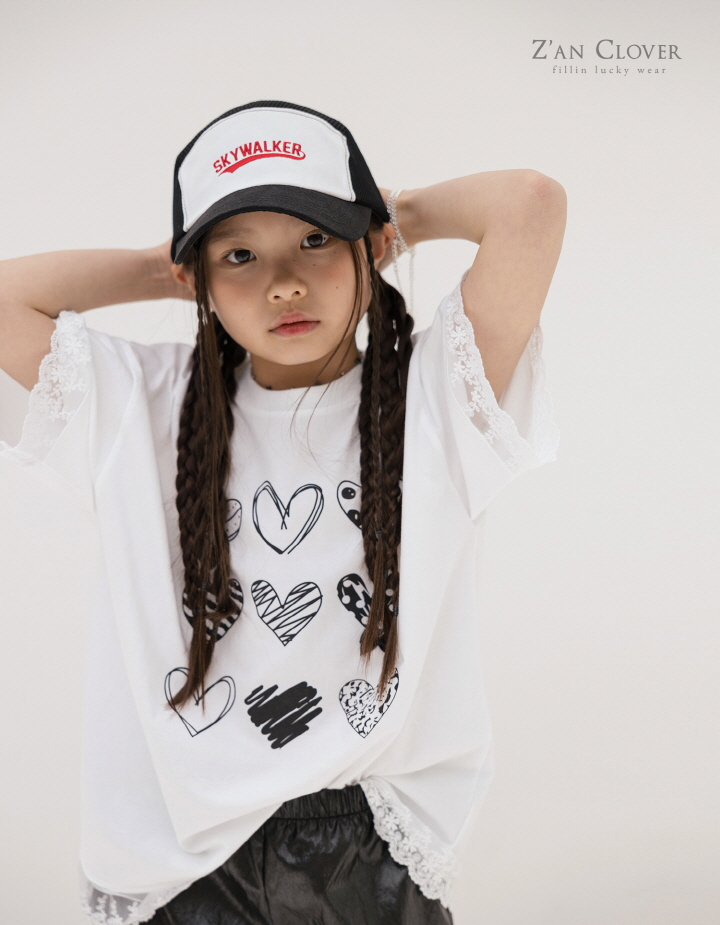Zan Clover - Korean Children Fashion - #Kfashion4kids - Lace Heart Long Tee - 12