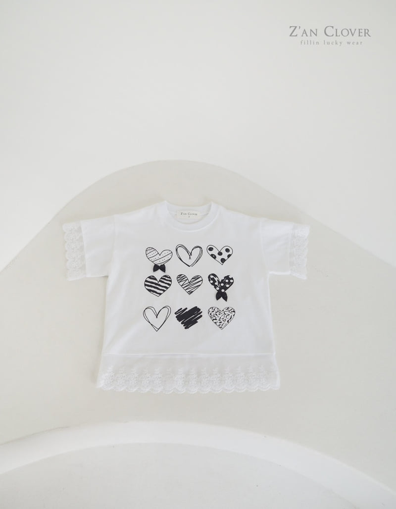 Zan Clover - Korean Children Fashion - #childofig - Lace Heart Long Tee - 5