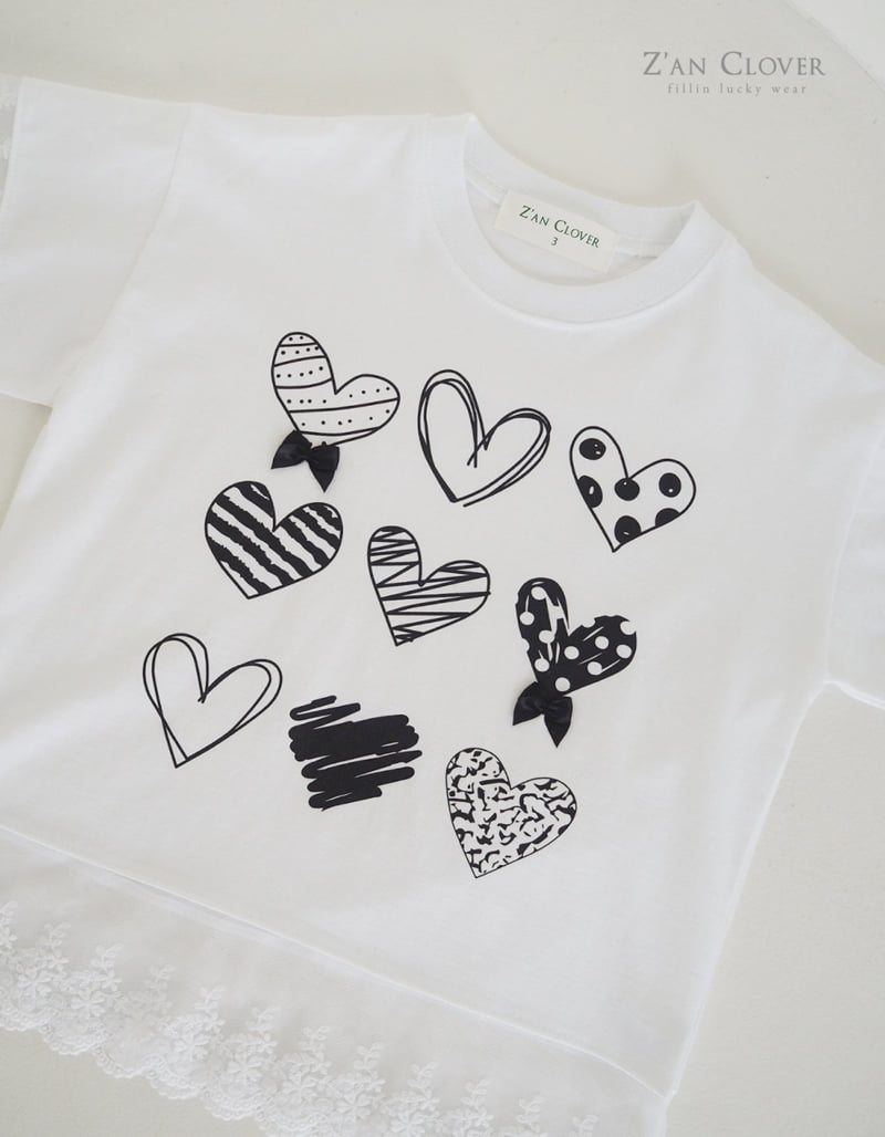Zan Clover - Korean Children Fashion - #childofig - Lace Heart Long Tee - 6