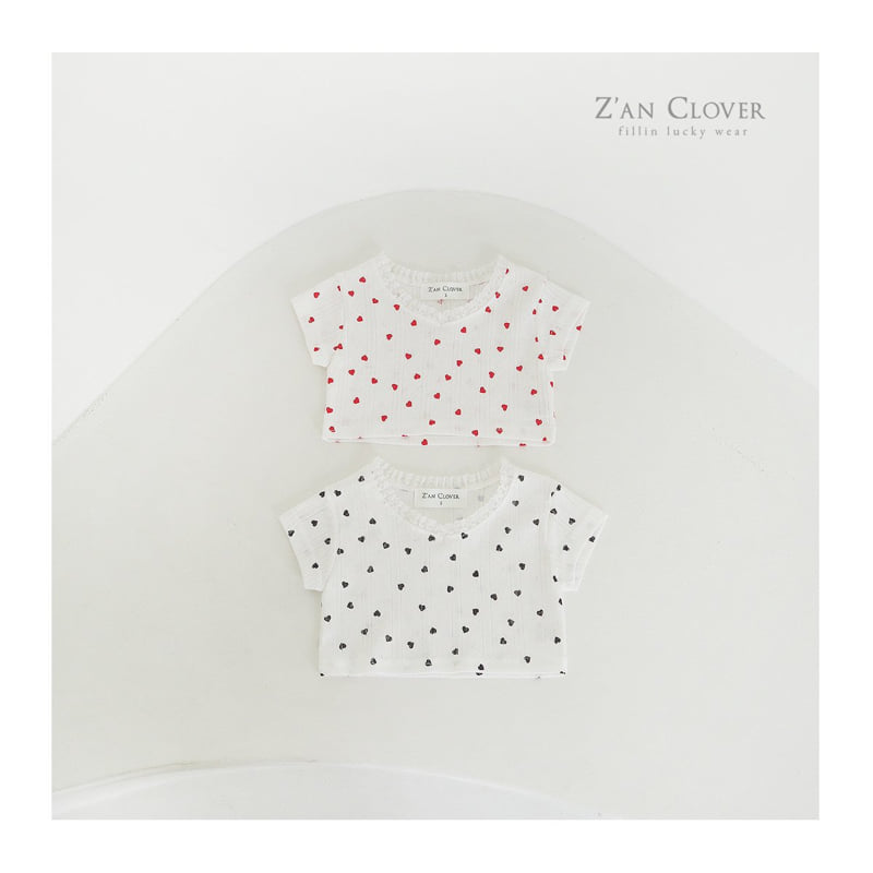 Zan Clover - Korean Children Fashion - #childofig - V-Neck Heart Tee
