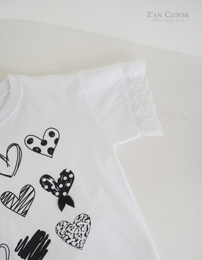 Zan Clover - Korean Children Fashion - #childrensboutique - Lace Heart Long Tee - 7