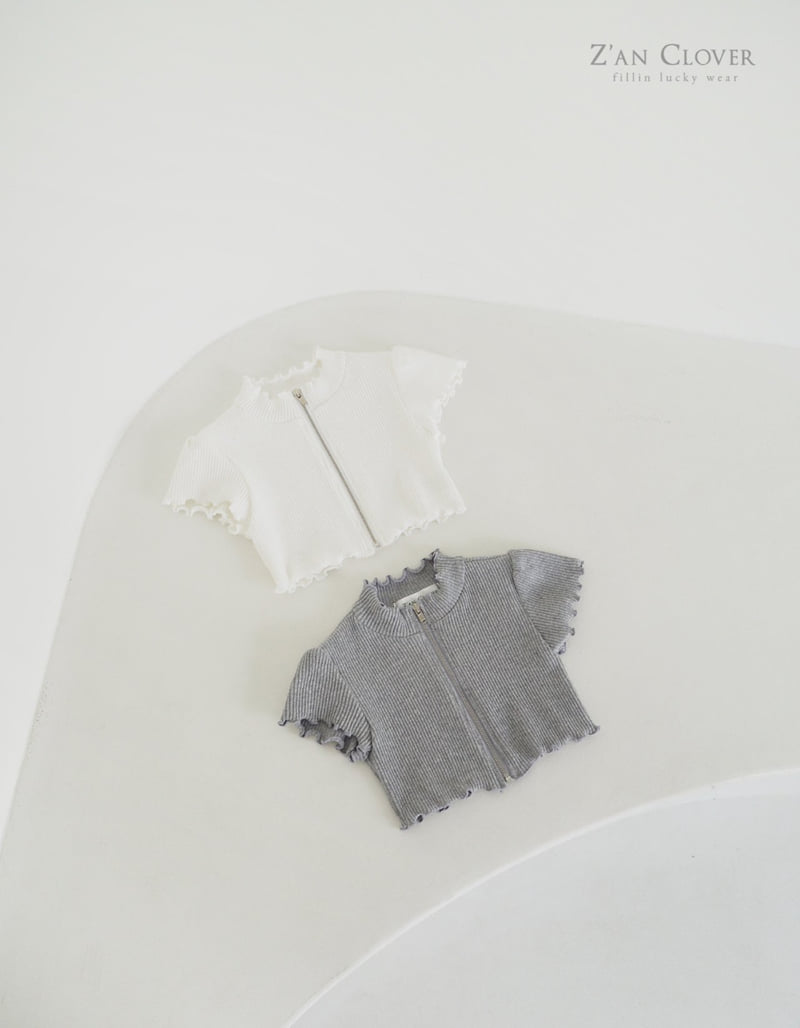 Zan Clover - Korean Children Fashion - #childofig - Ribbed Short Zip-up Jacket - 4