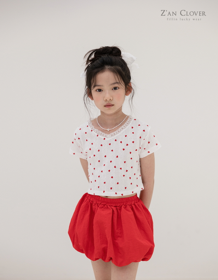 Zan Clover - Korean Children Fashion - #childrensboutique - V-Neck Heart Tee - 5