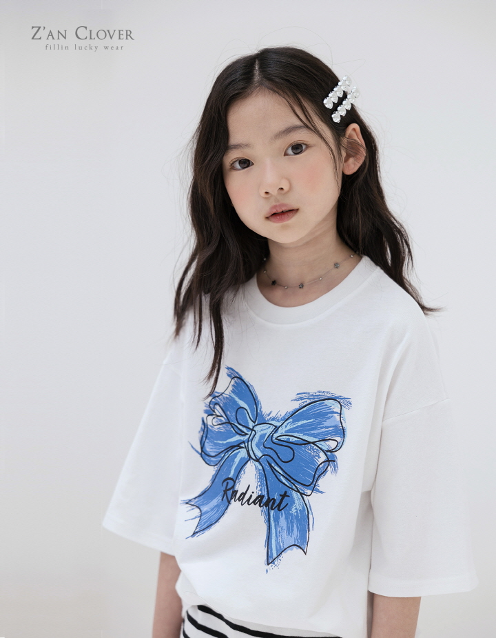 Zan Clover - Korean Children Fashion - #childrensboutique - Blue Ribbon Tee - 4