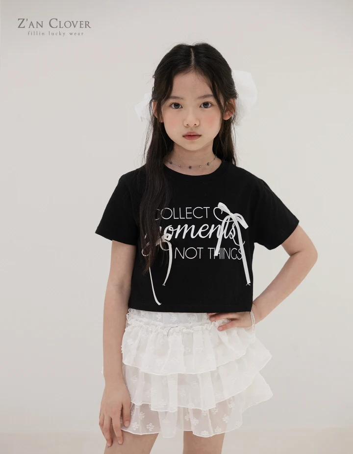 Zan Clover - Korean Children Fashion - #discoveringself - Collect Ribbon Short Tee - 4