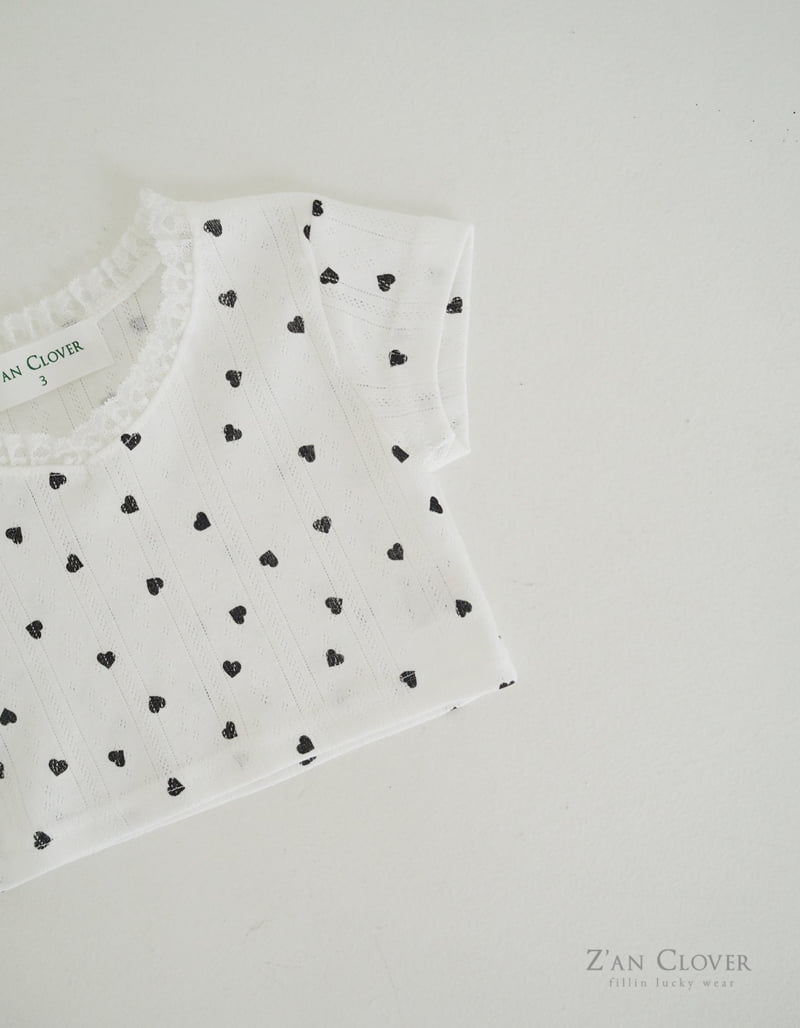 Zan Clover - Korean Children Fashion - #kidsshorts - V-Neck Heart Tee - 7