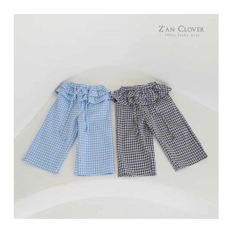 Zan Clover - Korean Children Fashion - #kidsshorts - Check Frill Pants