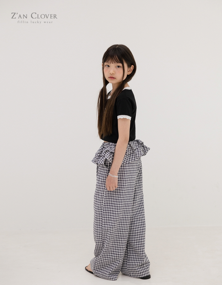 Zan Clover - Korean Children Fashion - #kidsstore - Check Frill Pants - 8
