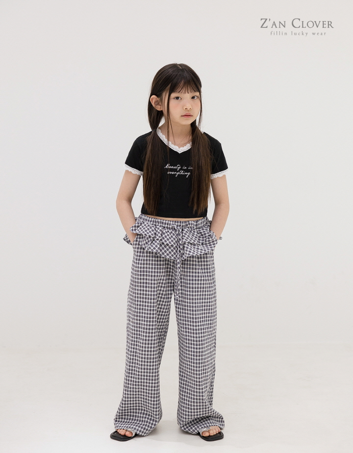 Zan Clover - Korean Children Fashion - #kidzfashiontrend - Check Frill Pants - 9