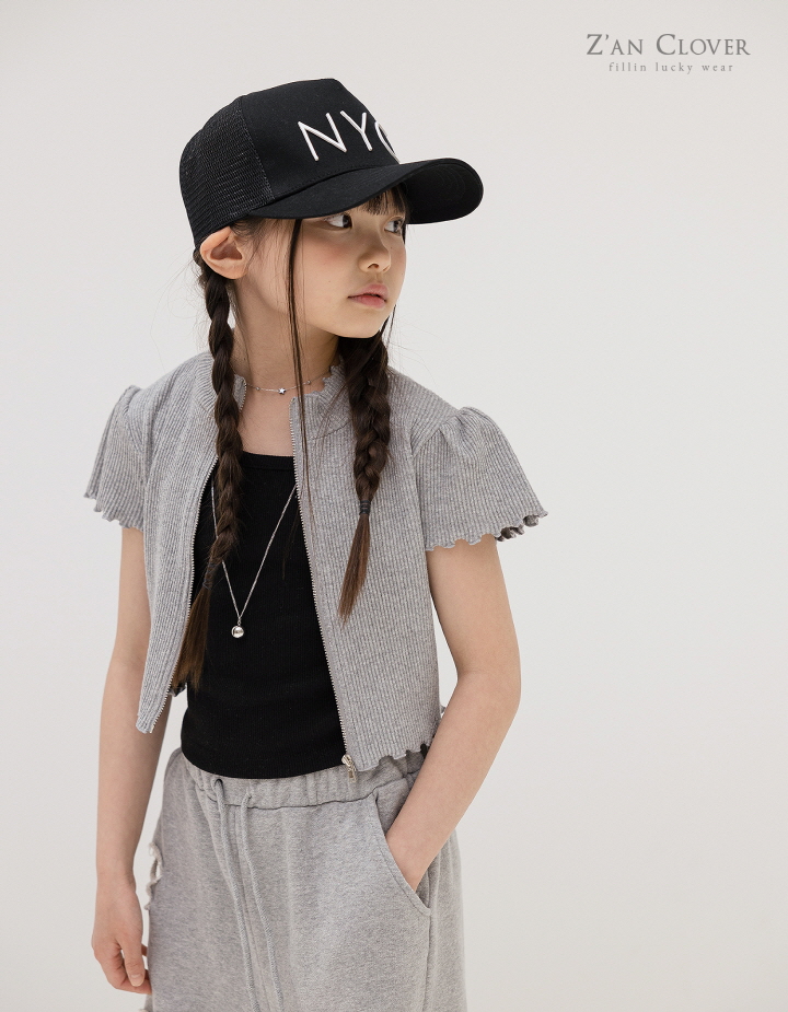 Zan Clover - Korean Children Fashion - #kidzfashiontrend - Ribbed Short Zip-Up - 10