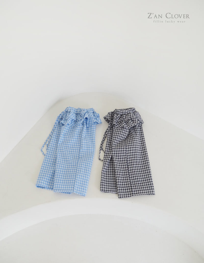 Zan Clover - Korean Children Fashion - #littlefashionista - Check Frill Pants - 5