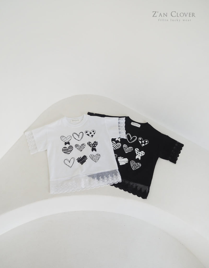 Zan Clover - Korean Children Fashion - #minifashionista - Lace Heart Long Tee - 4