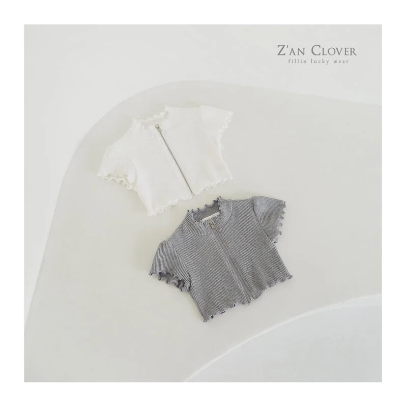 Zan Clover - Korean Children Fashion - #prettylittlegirls - Ribbed Short Zip-Up