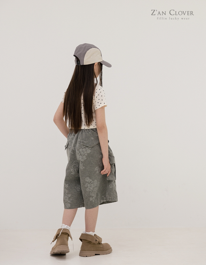 Zan Clover - Korean Children Fashion - #todddlerfashion - Flower Cargo Bermuda Pants - 9