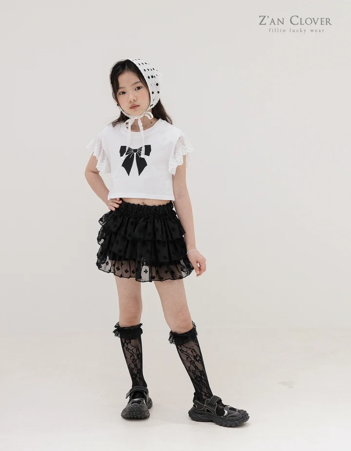 Zan Clover - Korean Children Fashion - #todddlerfashion - Ribbon Frill Tee - 12
